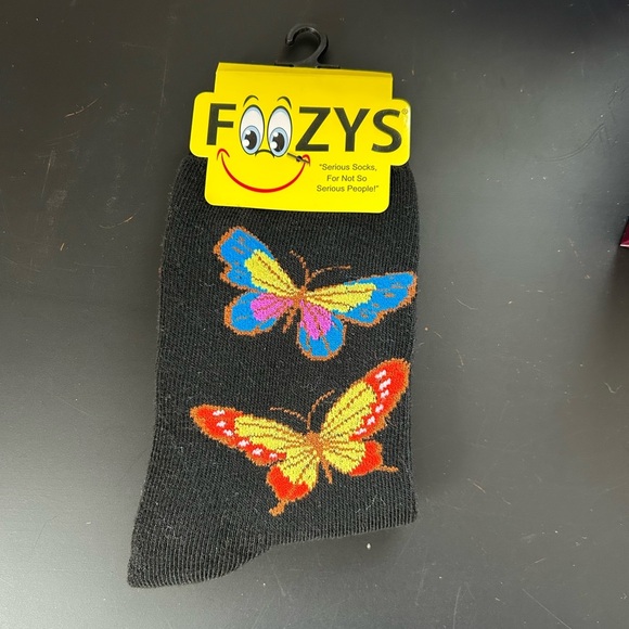 Foozys Accessories - Foozys Black Socks with Colorful Butterflies NWT